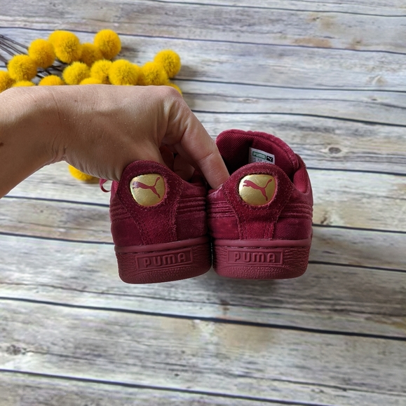 Puma Burgundy Velvet Kids Sneakers - Picture 5 of 12